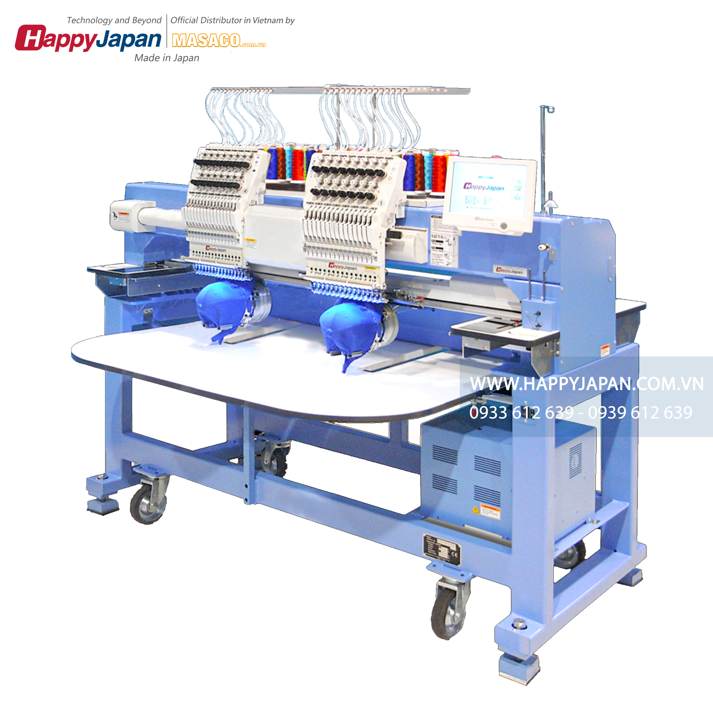 máy thêu 2 đầu happyjapan HCR3