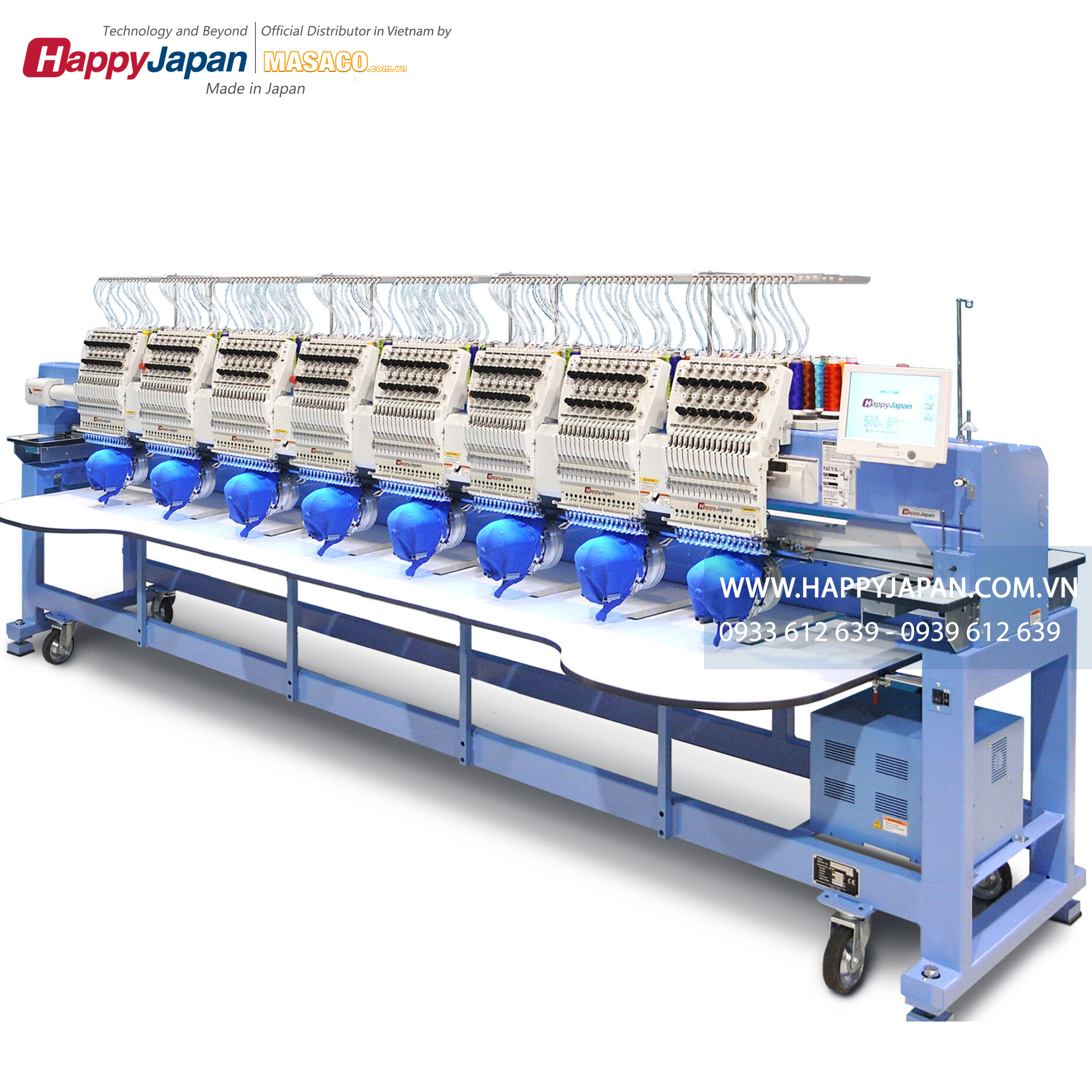 máy thêu 8 đầu happyjapan HCR3